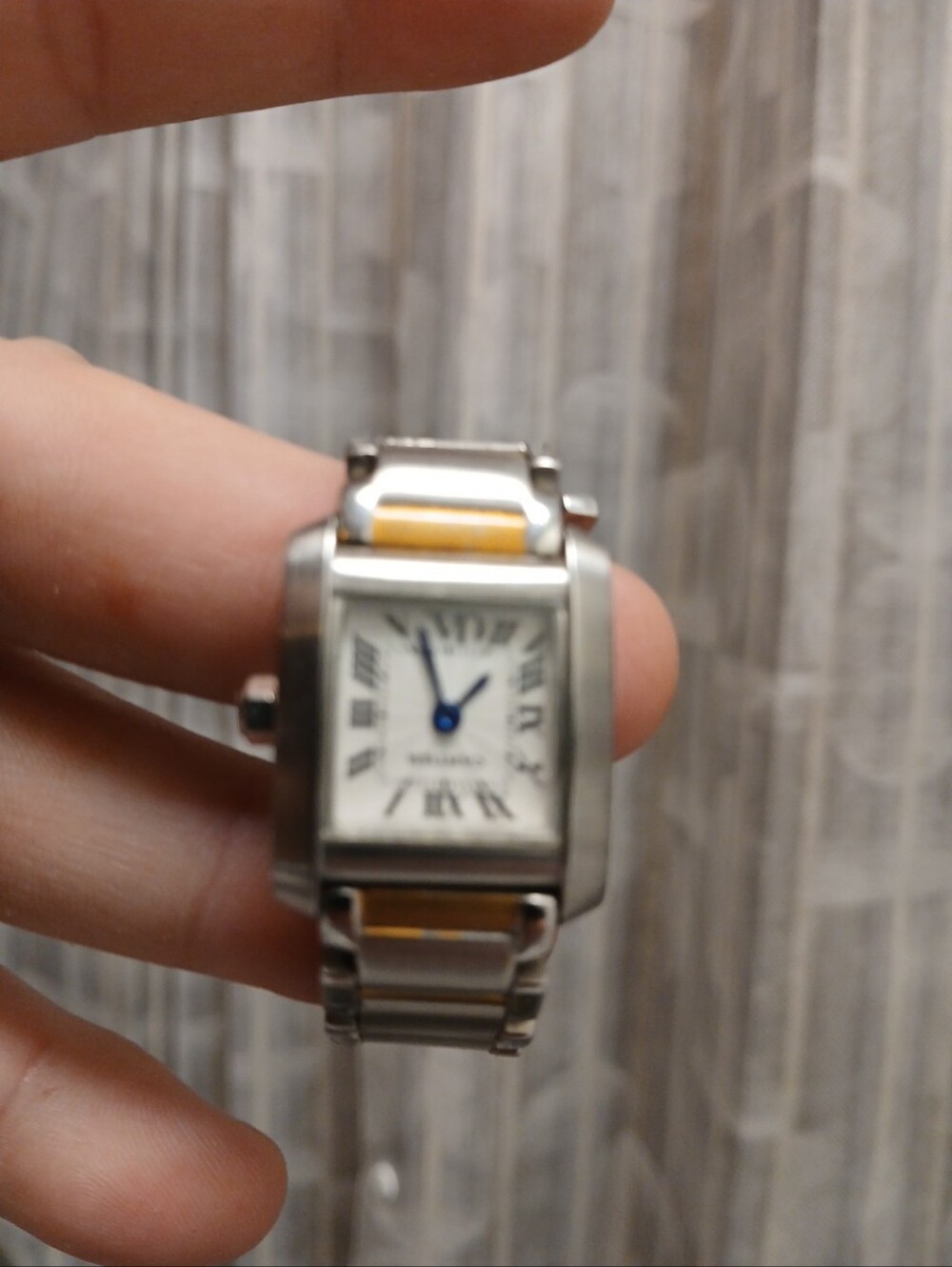 Two-Tone Stainless Steel Women's Watch with Blue Hands